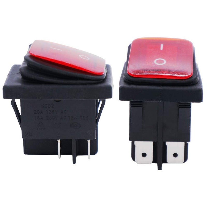 Twidec/2Pcs Waterproof DC12V Rocker Toggle Switch Red LED Light Illuminated 16A 4 Pins 2 Position ON/Off DPST Boat Or Car KCD2-201N-2-W-R - Image 2